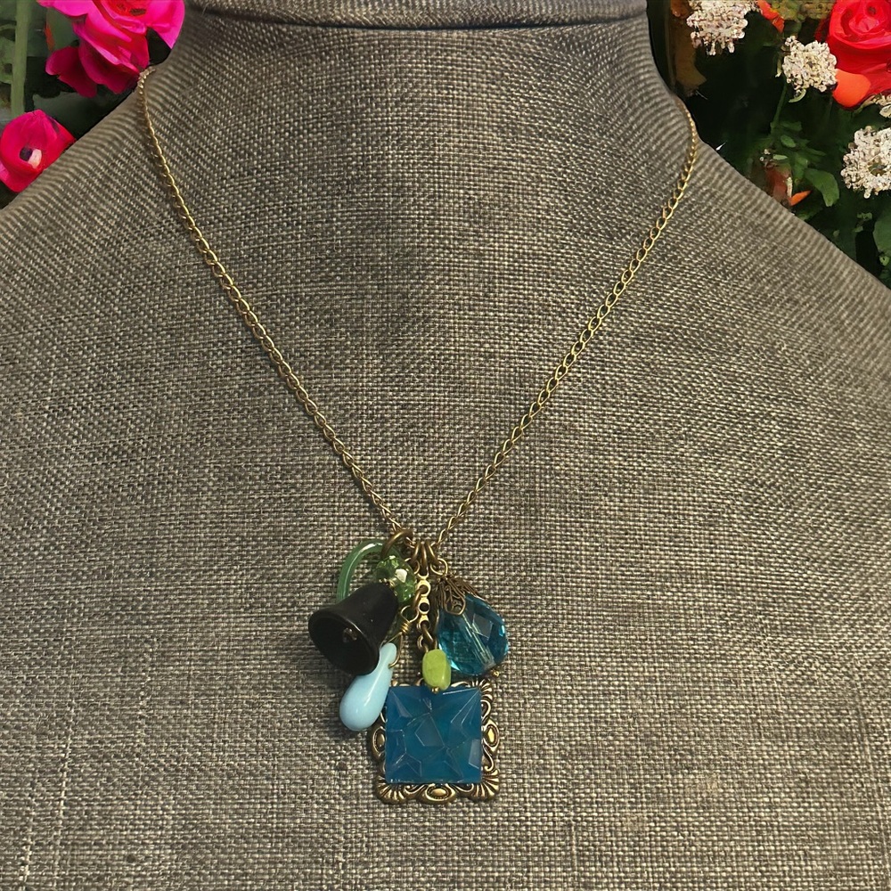 Grandmother’s Buttons charm cluster necklace